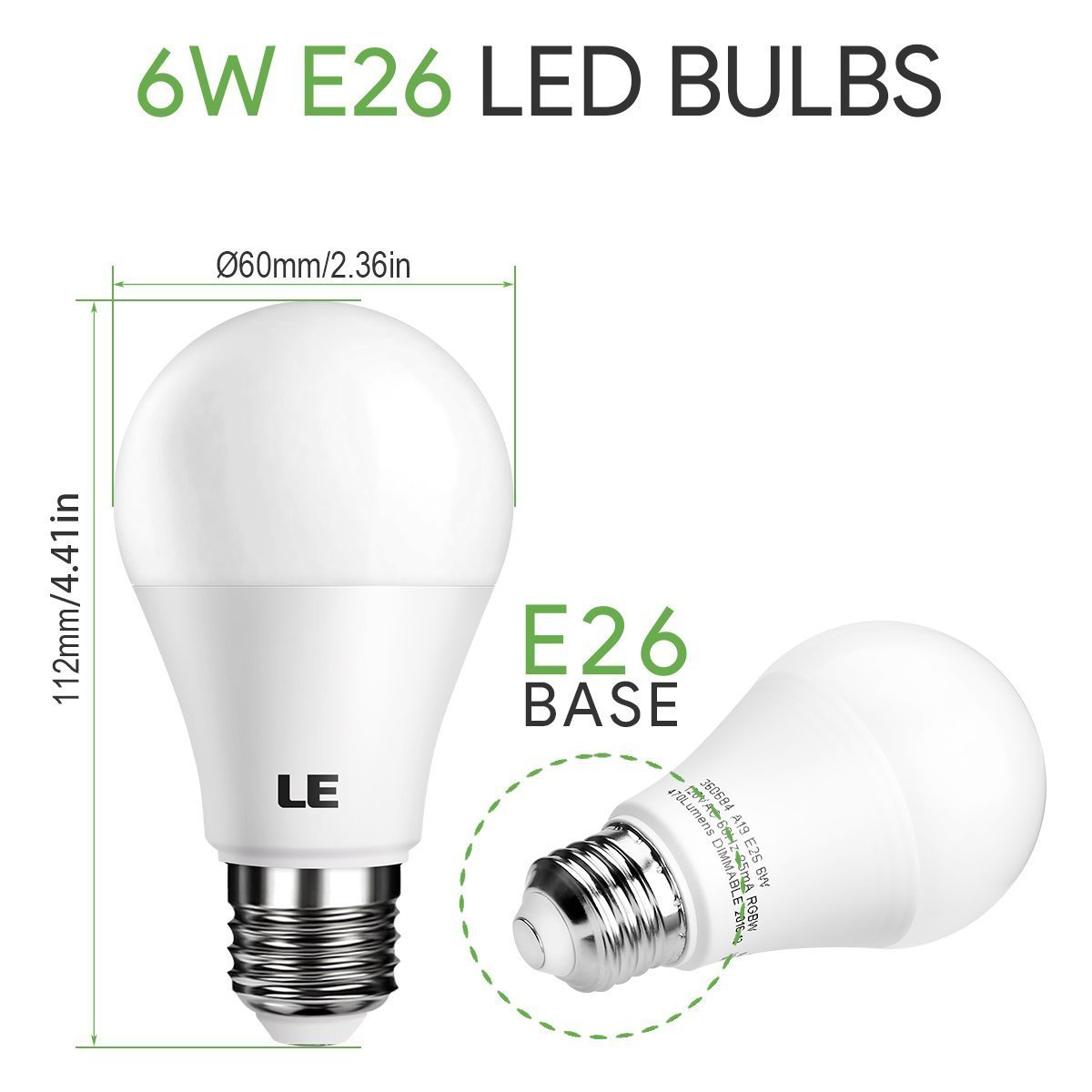 LE Dimmable A19 E26 LED Light Bulb, 6W RGBW LED Bulbs, 16 Colors