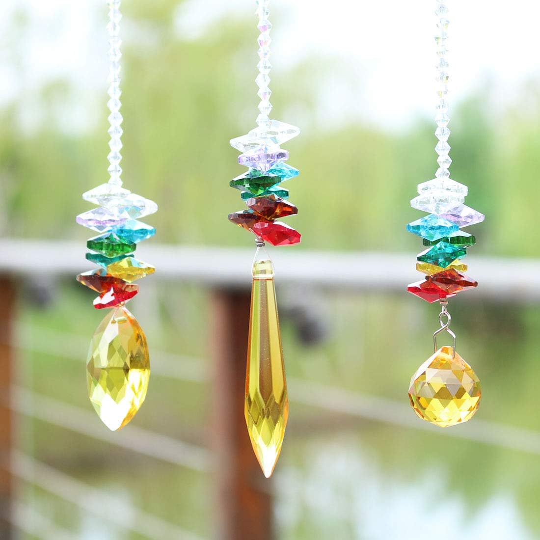 Hanging crystal suncatcher Green Garden Art & Collectibles Glass Art