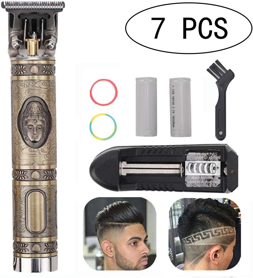 New Electric Rechargeable Pro Li Outliner Grooming Cordless Close Cutting T-Blade Trimmer for Men 0mm Baldheaded Hair Clippers Zero Gapped Detail Beard Shaver Barbershop (Gold Pro)