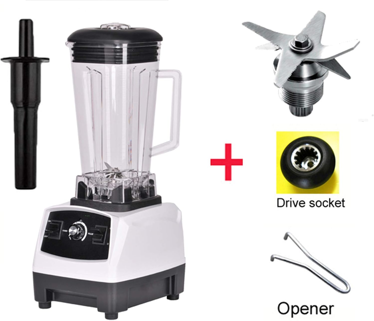 2200W Heavy Duty Professional Blender Mixer Juicer High Power Fruit Food Processor Ice Smoothie,White bladedrivetool,UK Plug