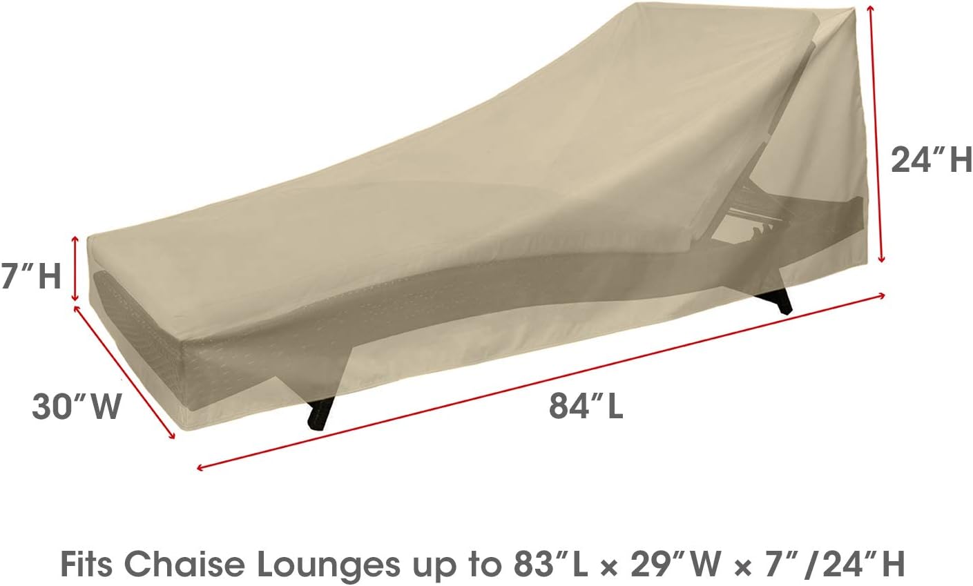 SunPatio Outdoor Chaise Lounge Cover, Patio Chaise Cover 84"L x 30"W x 24"H, Heavy Duty Waterproof Beach Chair Cover with Seam Taped, Helpful Air Vents, All Weather Protection, Neutral Taupe : Garden & Outdoor