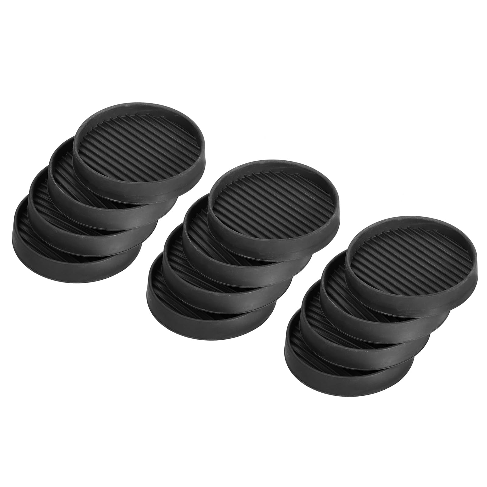 uxcell Chair Leg Floor Protectors,12Pcs 3" - Rubber Round Non-Slip Furniture Pads, Anti-Slip Furniture Pads for Hardwood Floors, Couch, Bed Stopper (Black)