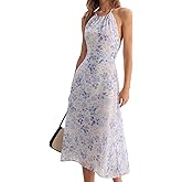 RIHOAS Women's Floral Maxi Dresses Summer Spaghetti Strap Cocktail Party Wedding Guest Dress Tie Back Sundress