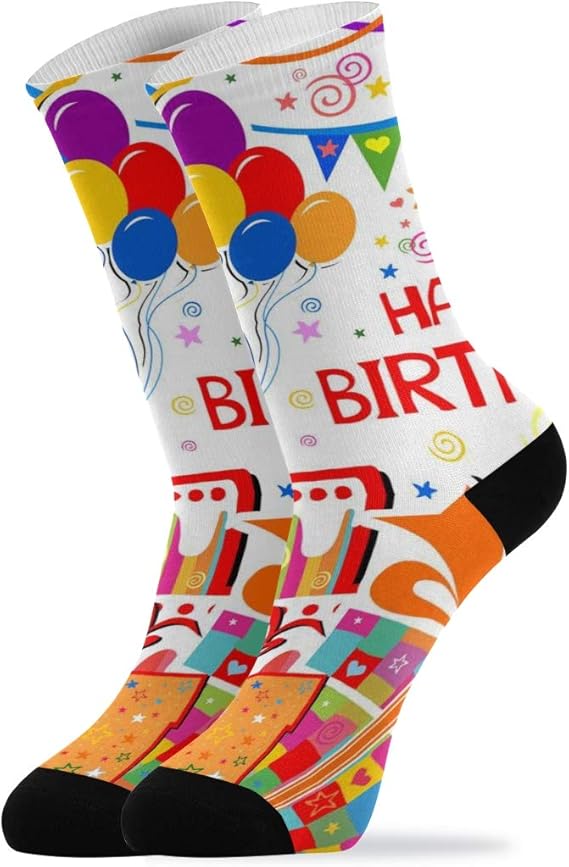 Novelty Socks Happy Birthday Cute Funny Card Funky Socks Patterned ...