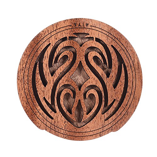 ammoon Guitar Wooden Soundhole Sound Hole Cover Block Feedback Buffer Mahogany Wood for EQ Acoustic Folk Guitars