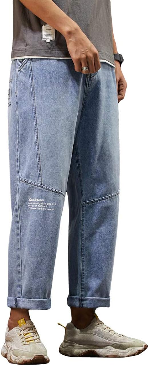 Générique Jeans GarçOn,Children Jean éLastique Printemps/Automne Pantalons Cargo Long Denim Jeans DéContracté Stretch Denims DéContracté Et Ample Avec Poches à Rabat Jean Large Garcon 12 Ans