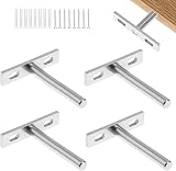 QWORK 4 Pcs Floating Shelf Brackets 3 Inch 75mm Heavy Duty Hidden Mounting view 7