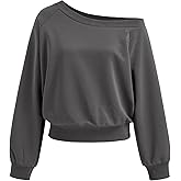 CIDER Womens Off Shoulder Sweatshirt Y2k Fall Fashion 2025 Long Sleeve Pullover Ruched Basic Casual Cute Tops