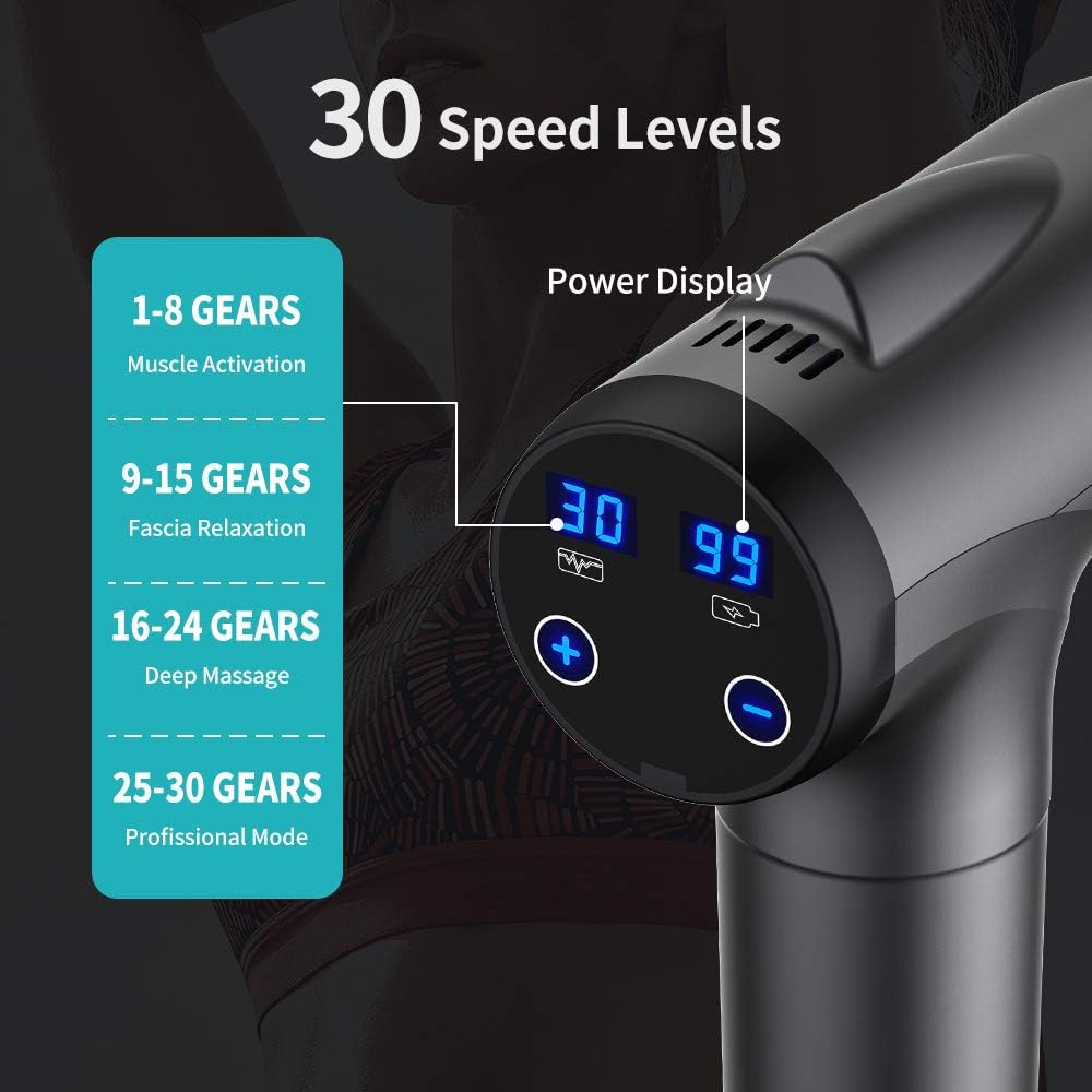 Massage Gun Deep Tissue, Handheld Electric Muscle Massager, High Intensity Percussion Massage Device for Pain Relief with 10 Attachments & 30 Speed: Health & Personal Care