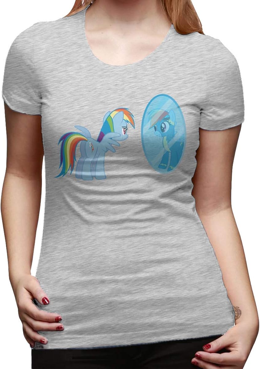 KENMENE Customized Rainbow Dash's Dream T-Shirt for Ladies 100% Organic Cotton O-Neck Black