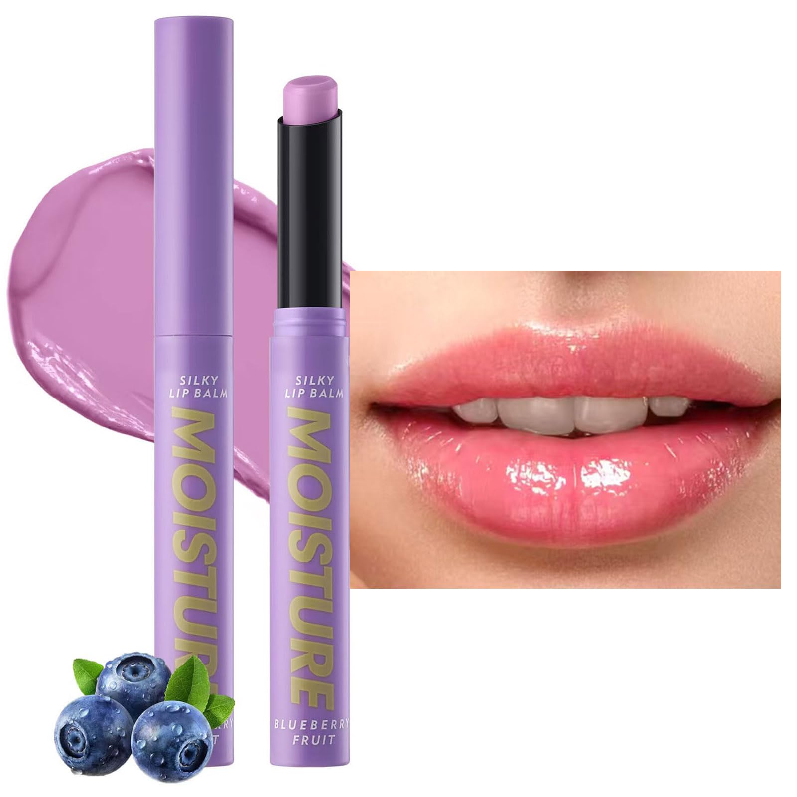 Photo 1 of 2 in 1 Moisturizing Tinted Lip Gloss Lip Balm Hydrating Glossy Lip Oil Plumping Lipgloss Hypoallergenic Natural Women Girls Teens Waterproof Long Lasting Lightweight Portabl Lipbalm Grape # 01