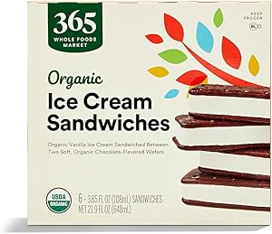 365 by Whole Foods Market, Ice Cream Sandwiches Organic 6 Count, 21.9 Fl Oz