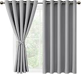 DWCN Silver Grey Blackout Curtains 2 Panels 66x54 Eyelet Tiebacks Thermal