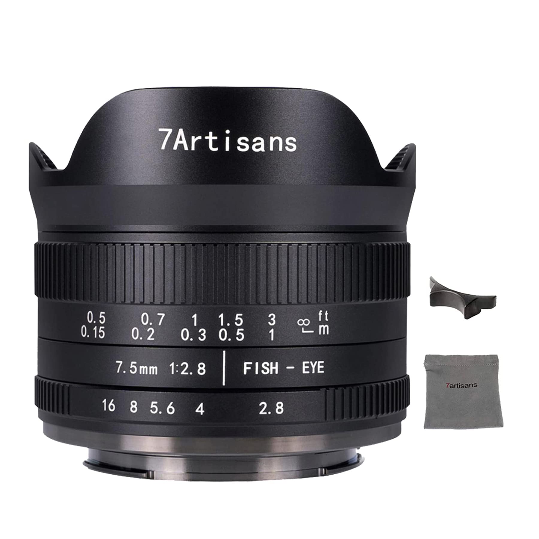7artisans 7.5mm f2.8 II Manual Fisheye Lens for Panasonic Olympus Micro Four Thirds MFT M4/3 Cameras with Protective Lens Cap - Black