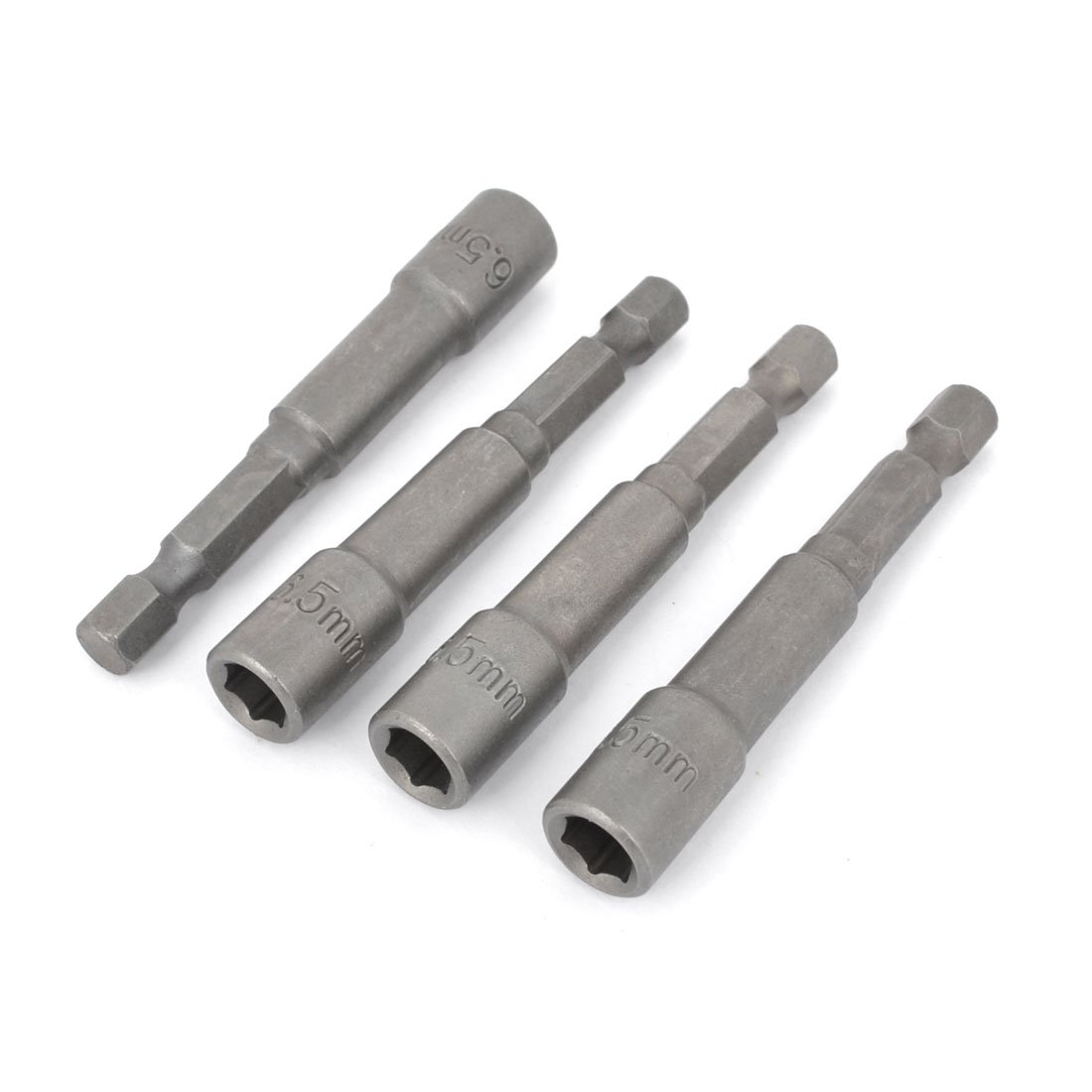 Sourcingmap a14050800ux0070 6.5 x 65 mm Magnet Hex Socket Nut Driver Bits - Gray (4 Pieces)