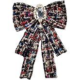 Women's Pre-Tied Bowknot Elegant Ribbon Brooch Pearl Rhinestone Neck Tie Pin for Ladies Girls Suit Shirt Pins Fashion Collar Clothing Accessories for Daughter Mom Sister Xmas Birthday