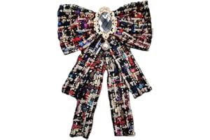 OIDIMS Women's Pre-Tied Bowknot Elegant Ribbon Brooch Pearl Rhinestone Neck Tie Pin for Ladies Girls Suit Shirt Pins Fashion Collar Clothing Accessories for Daughter Mom Sister Xmas Birthday