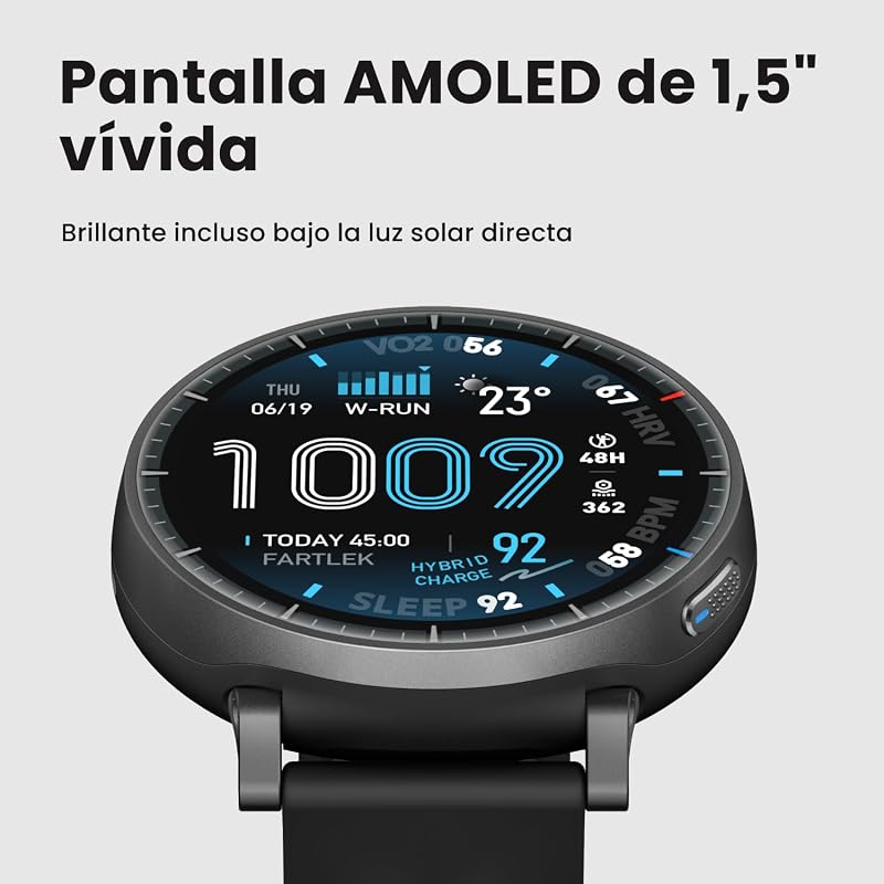 Active MAX Reloj Inteligente 48mm, Pantalla AMOLED 1.5", Batería hasta 25 Días, Mapas, NFC, GPS, 170+ Deportes, Resistente al Agua, Ritmo Cardíaco y Sueño, Smartwatch para Android iPhone