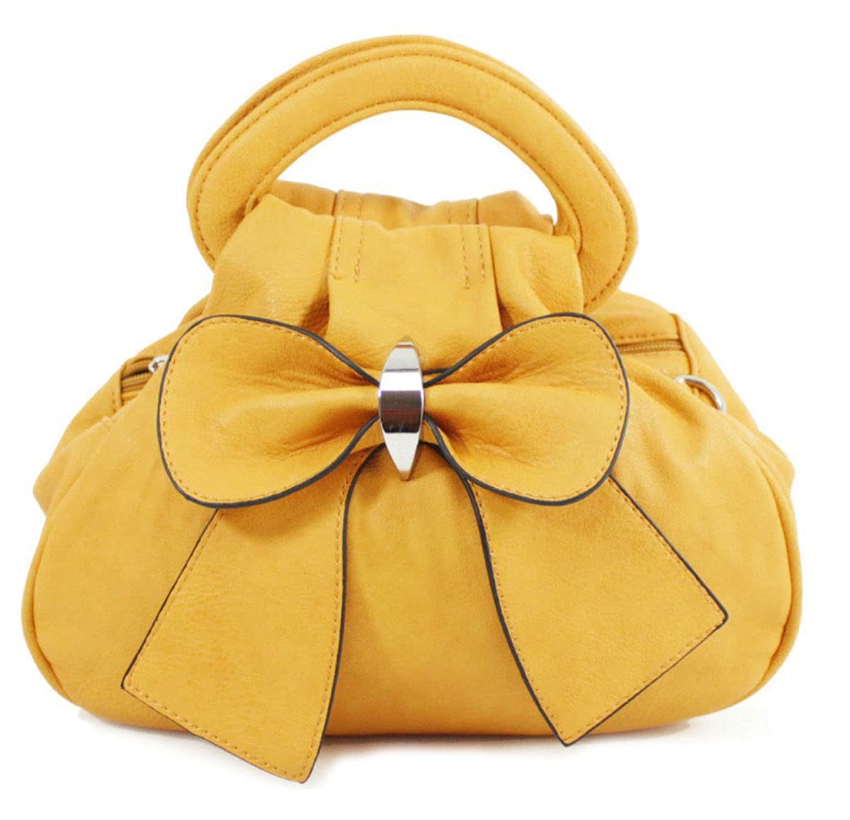 LeahWard Women's Small Flower Cute Cross Body Handbags Girls Little Bag Purse (Mustard Yellow 3 Zip Compartment Bag)