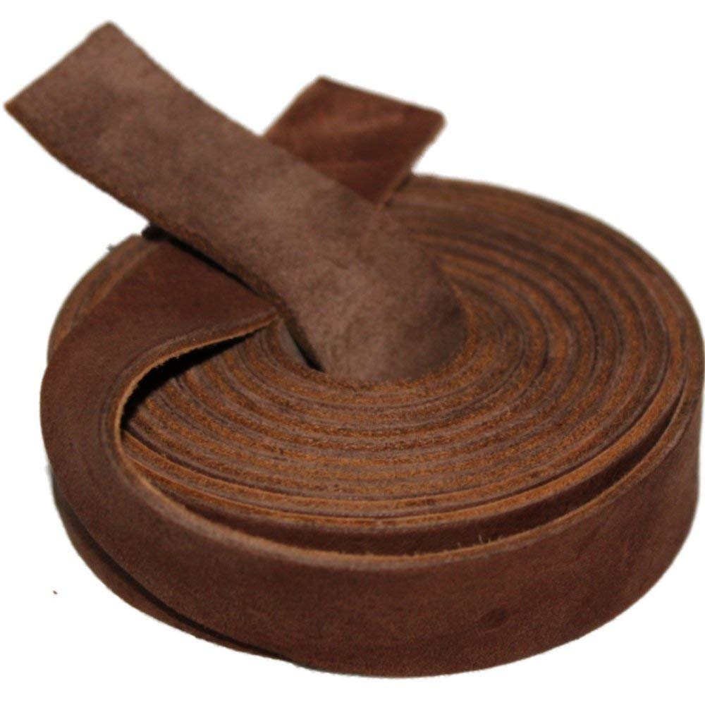 TOFL Genuine Top-Grain Leather Strap | 72 Inches Long | 3/4 Inch Wide | 1/8 Inch Thick (7-8 oz) | 1 Leather Strip for DIY Arts & Craft Projects, Clothing, Jewelry, Wrapping | Medium Brown