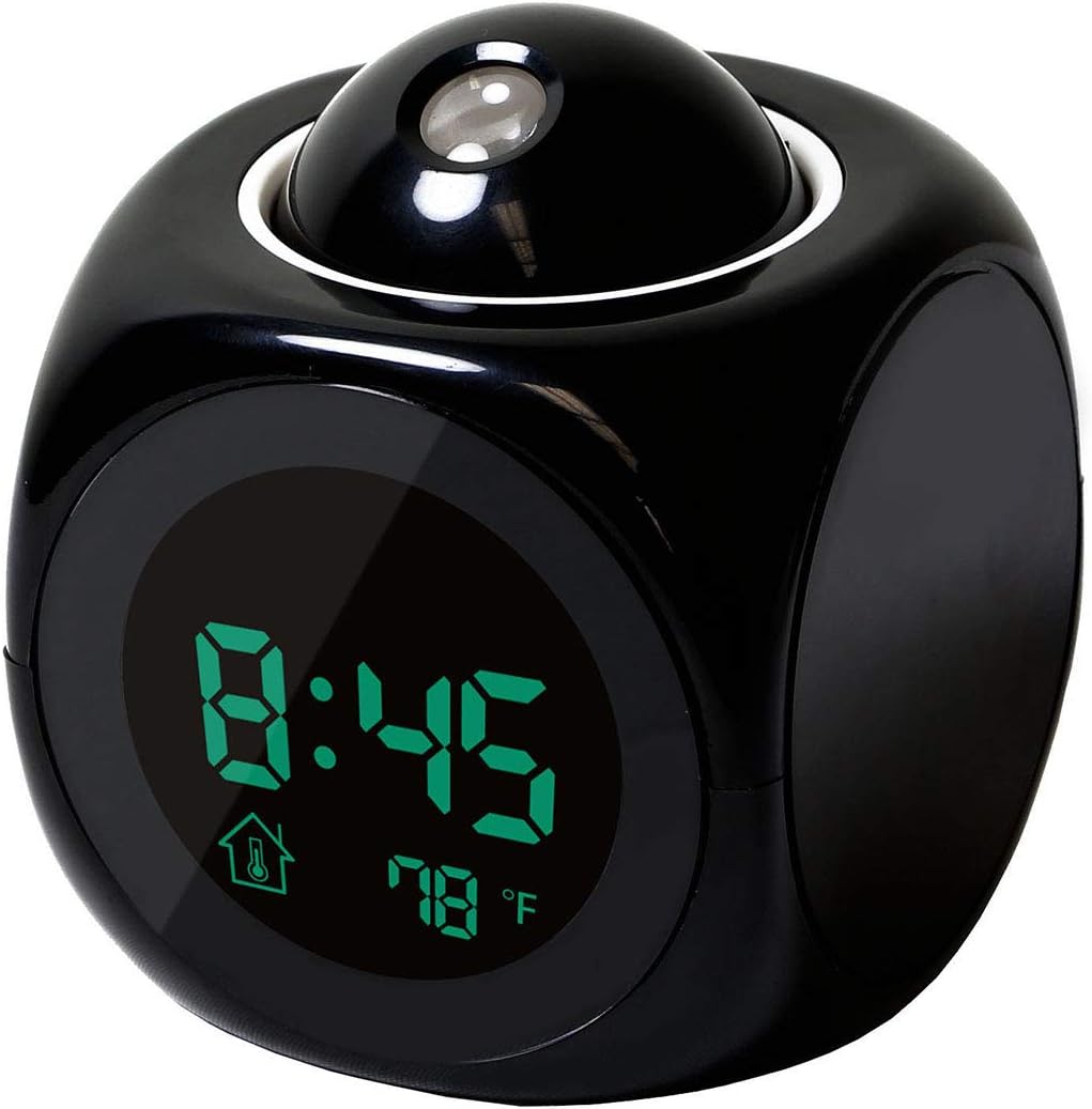 Jinjuntech LED Projector Digital Alarm Clock Multifunction With Voice