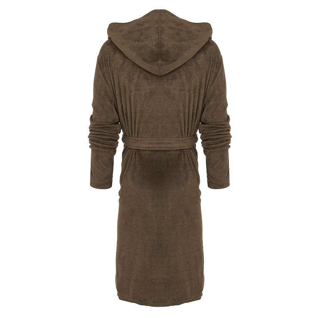 ERIUAES Mens Big & Tall Velour Hooded Maxi Robe Coat Bathrobe Hooded Men Clothing & Accessories