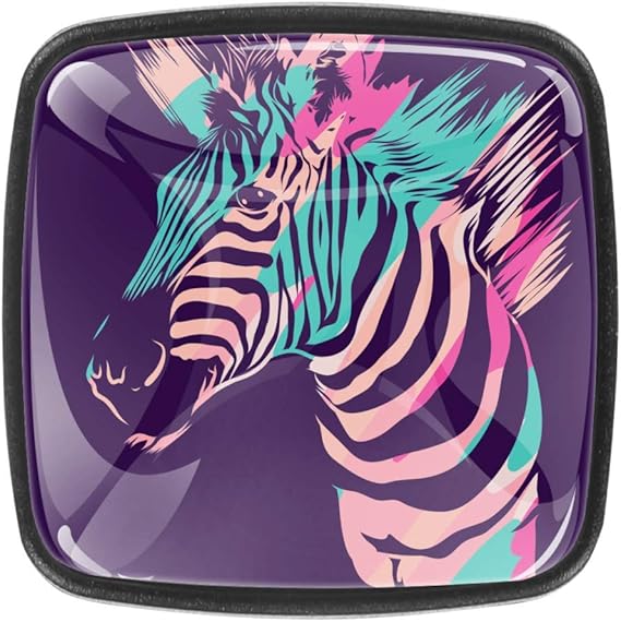 Pomo De Cajón Caballo ilustración Tirador De Cocina Cuadrado 4 Piezas