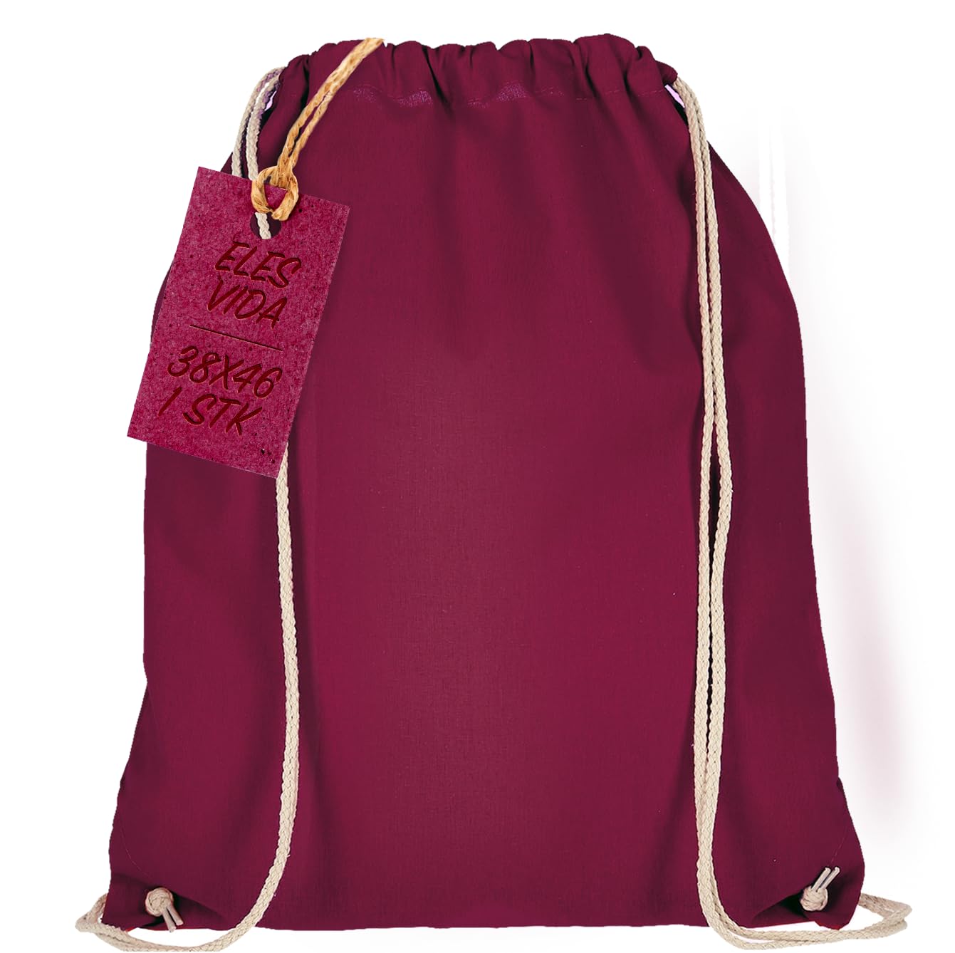 Cotton Gym Drawstring Bags 38 x 46 cm Natural Fabric Bag Sports Bag Rucksack Bags, Cotton Bags, Jute Bag Öko-Tex-Certified (Dark red)