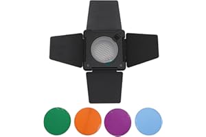 LICAEVEY Barn Doors, 30 Honeycomb Grid & 4 Color Gel Filters, Professioanl Lighting Effects Barn Door for Bowens Mount Video 