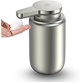 Automatic Soap Dispenser Stainless Steel Touchless Foaming Soap Dispenser for Bathroom Auto Rechargeable Hand Soap Pump (Silver)