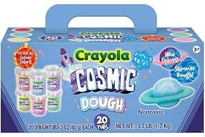 Crayola Dough - Cosmic Play Dough | Shimmer, Sparkle Special Effects with No Glitter Mess | 20 Tubs of 3oz Non-Toxic Modeling Compound in 6 Cosmic Colors | Fidget Toy, Party Favor, Classroom Rewards