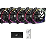 CP3 RGB Fans 120mm 5 Pack Addressable PC Case Fans Dual Lighting Loop Quiet Computer Fan Compatible with Aura Sync, PWM PC Fa