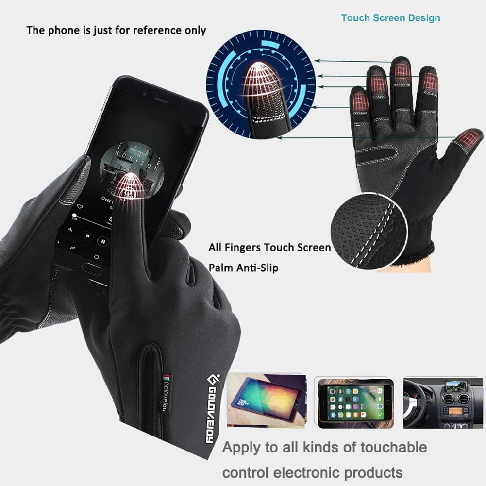 Jeniulet Mens Winter Warm Gloves Waterproof and All Finger Touch Screen Gloves for Cycling and Outdoor Work at  Men’s Clothing store