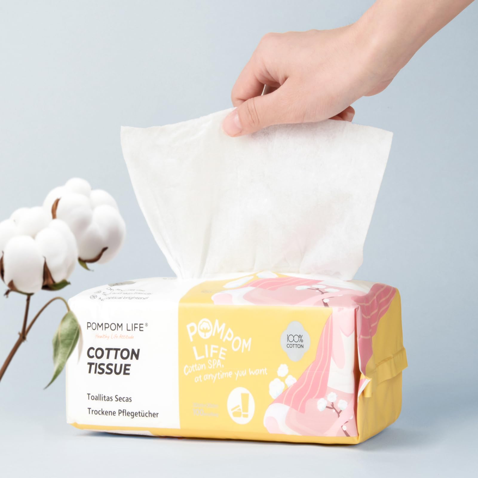 Disposable Face Towel 100 Cont,7.9"X7.9"Clean Face Towelettes for Washing Face, 100% Cotton Soft Dry Wipe, Biodegradable Face Towels & Facial Tissuel Travel Size for Cleaning,Makeup Removal