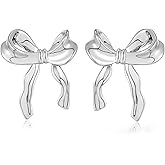 BLISI Gold Bow Earrings Silver 925 Sterling Silver Post Bow Stud Earrings Gold Dangle Bow Earrings Gold and Silver Bow Earrings for Women Hypoallergenic