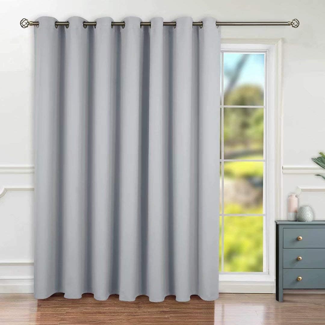 Window Treatments - BGment Fashion Sliding Door Curtain 100 X 84 Inches, Wide Thermal Blackout Curtains Room Darkening Room Divider Window Curtain, 1 Panel, Light Grey, 84 Length X Wide 100