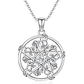 JBAERD Pentagram Leaf Necklace 925 Sterling Silver Pentacle Necklace Pentacle Pendant Jewelry Gifts for Women
