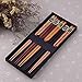 Zealor 5 Pairs Hardwood Chopsticks Set, with 5 Assorted Colors Natural Wooden Chopsticks