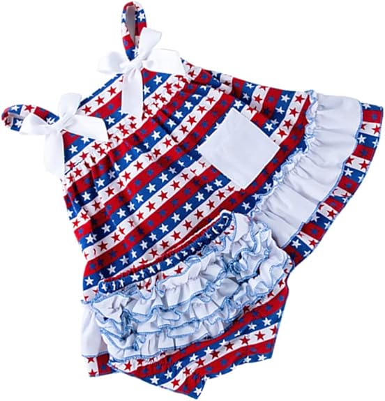 Vestido Bandera Americana Para Niña Sin Mangas, Algodón, De Julio,  Tallas 1-6 Años