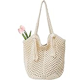 Peicees Crochet Beach Tote Bag For Women 2025 Bohemian Shoulder Bag Purse With Leak-Proof Lining for Summer Vacation Travel
