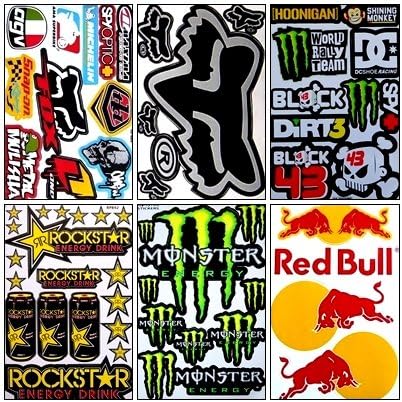 6 Rockstar Energy Drink Metal Mulisha Yamaha Kawasaki Motocross Racing Helmet Motorcycle Decal Sticker