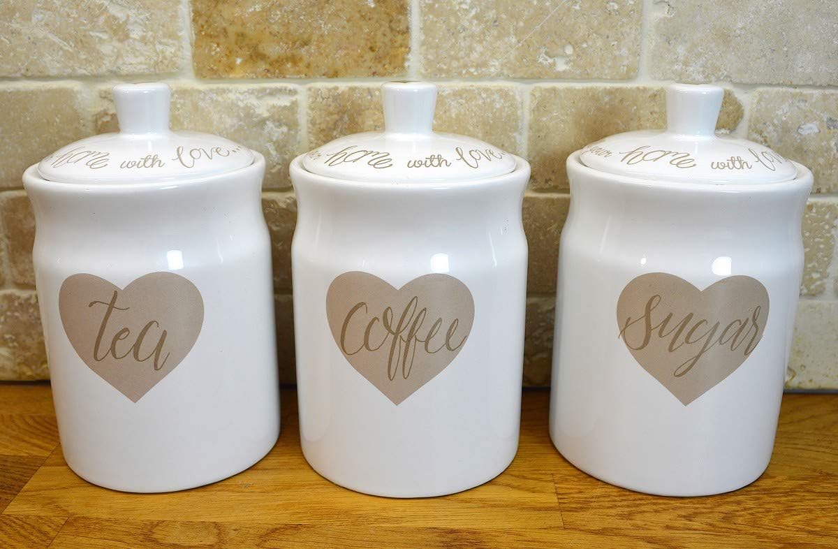 Home, Furniture & DIY Cream Tea Coffee Sugar Ceramic Canisters kitchen