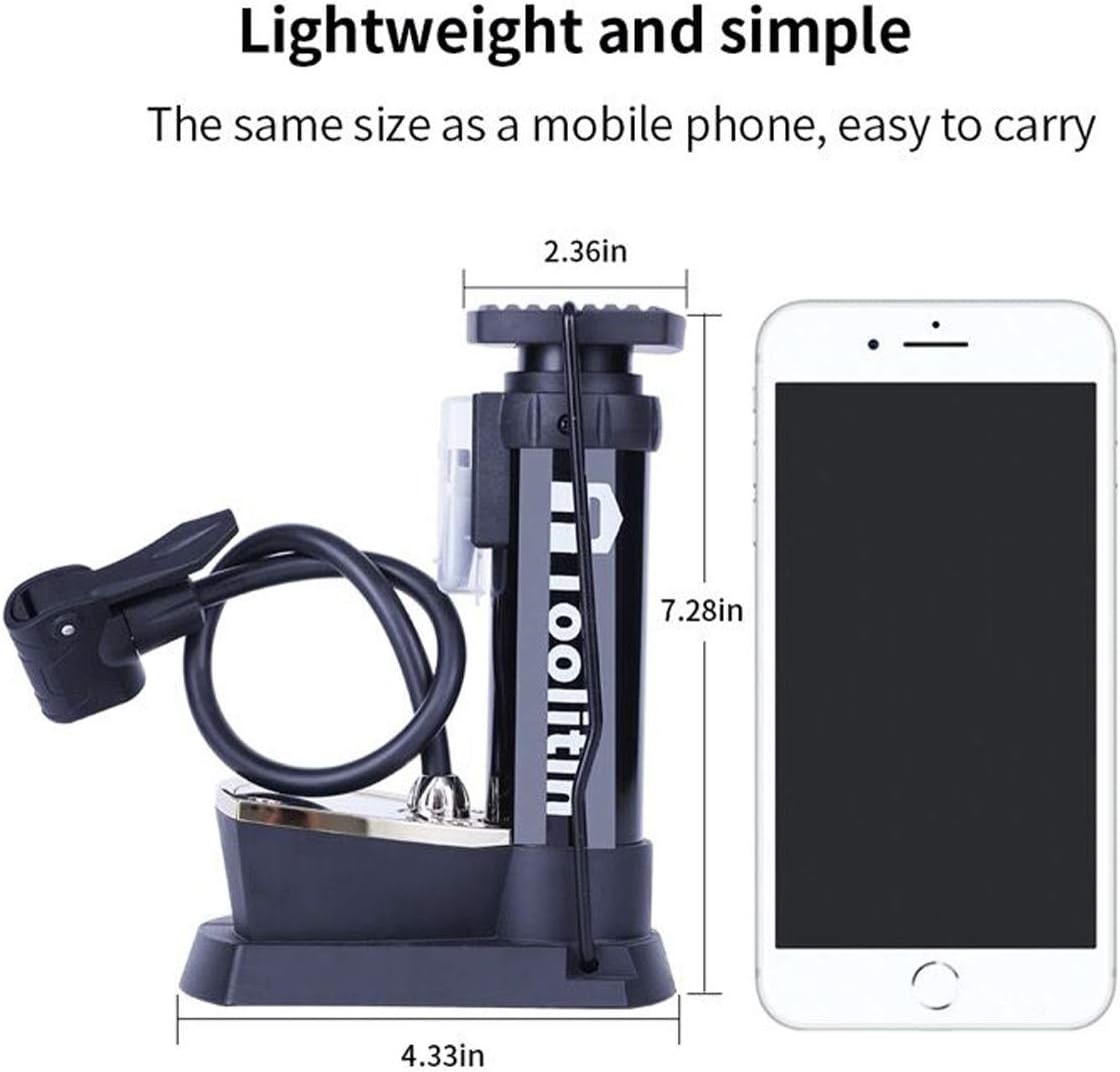 TOOLITIN Bicycle Pump with Gauge Portable Bike Pump Bike Floor Pump Compatible with Presta & Schrader Valve Hand and Foot Activated for Road Bike Mountain Bike Balls Balloons : Sports & Outdoors