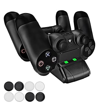PECHAM USB Ladestation für bis zu zwei Controller Mini PS4 Kontroller Gamepad Ladestation zwei USB Anschlüsse Dualshock 4 für