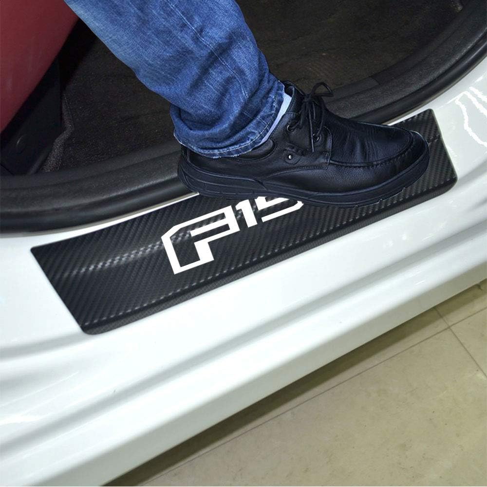 SENYAZON F-150 Decals Carbon Fibre Vinyl Reflective Car Door Sill Decoration Scuff Plate for 2009-2014 F-150 Crew Cab Car Accessories (White)