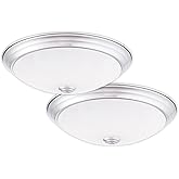Designers Fountain 11 Inch Integrated LED Flush Mount Ceiling Light, 2-Pack, Alabaster White Glass Fixture for Kitchen, Bedro