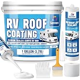 SENVEN RV Roof Sealant 1 Gallon &amp; Self-Leveling RV Roof Sealant Kit, White | RV Roof Coating RV Roof Sealant Waterproof Solar Reflective &amp; Leak Repair for Trailers Campers Motorhomes, Caulking Repair