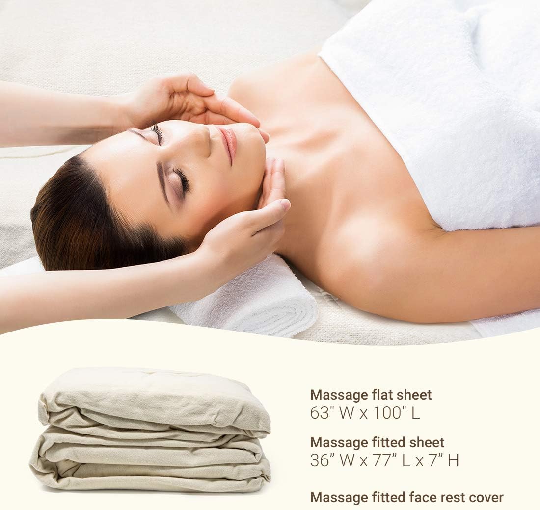 ForPro Premium Flannel 3-Piece Massage Sheet Set, Natural, for Massage Tables, Includes Massage Flat Sheet, Massage Fitted Sheet, and Massage Fitted Face Rest Cover : Massage Linens : Health & Personal Care