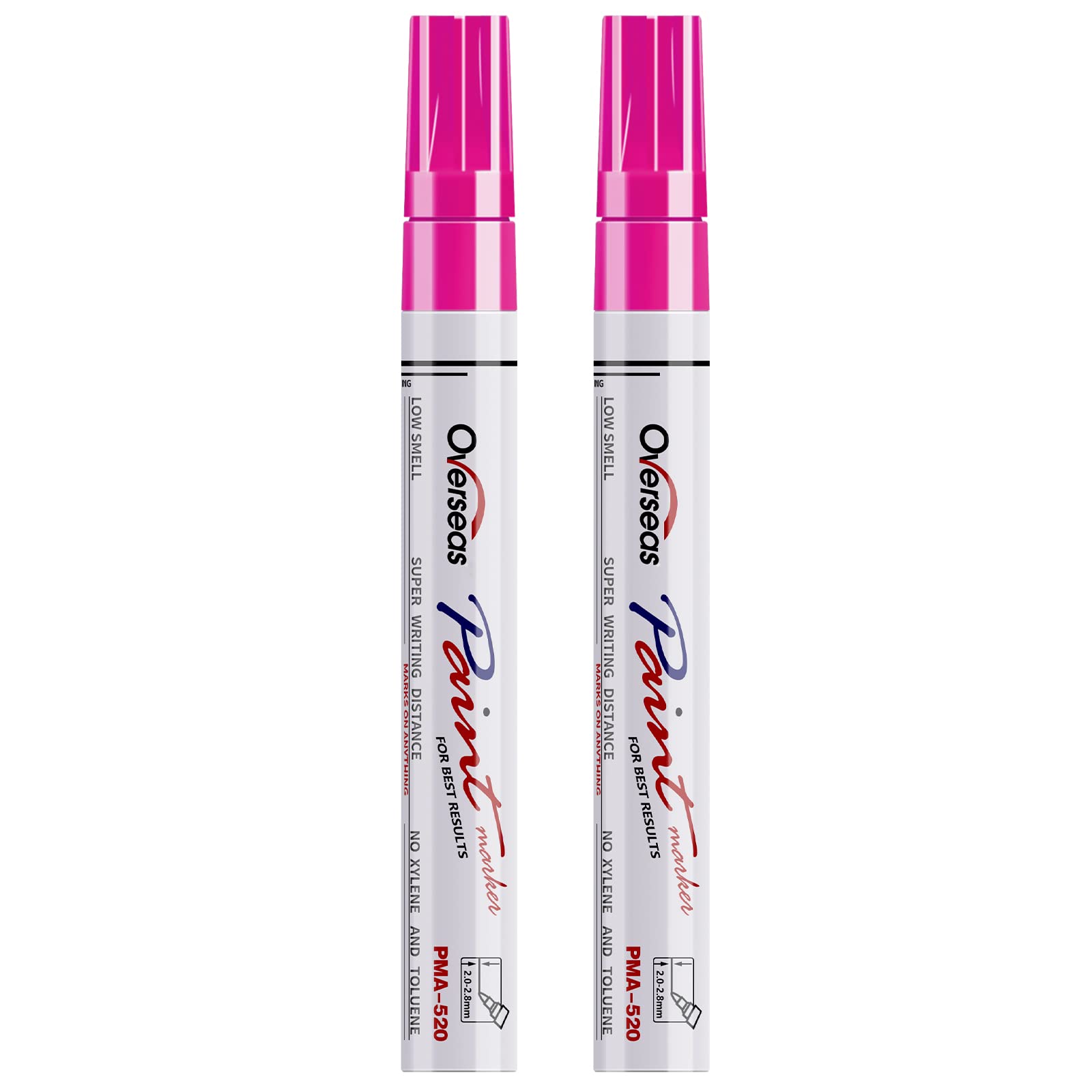 Photo 1 of Overseas Permanent Paint Pens Pink Markers - 2 Pack Single color Oil Based Paint Markers, Medium Tip, Quick Drying and Waterproof Marker Pen for Metal, Rock Painting, Wood, Plastic, Canvas, Mugs