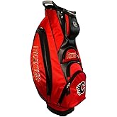 Team Golf NHL Calgary Flames Victory Golf Cart Bag, 10-way Top with Integrated Dual Handle & External Putter Well, Cooler Pocket, Padded Strap, Umbrella Holder & Removable Rain Hood